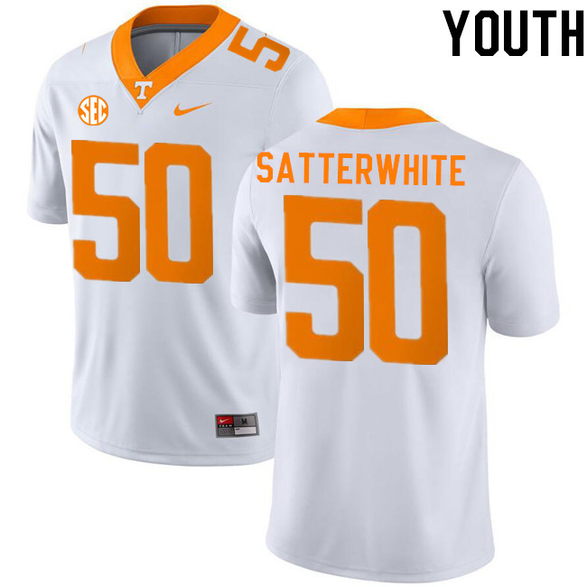 Youth #50 William Satterwhite Tennessee Volunteers College Football Jerseys Stitched-White